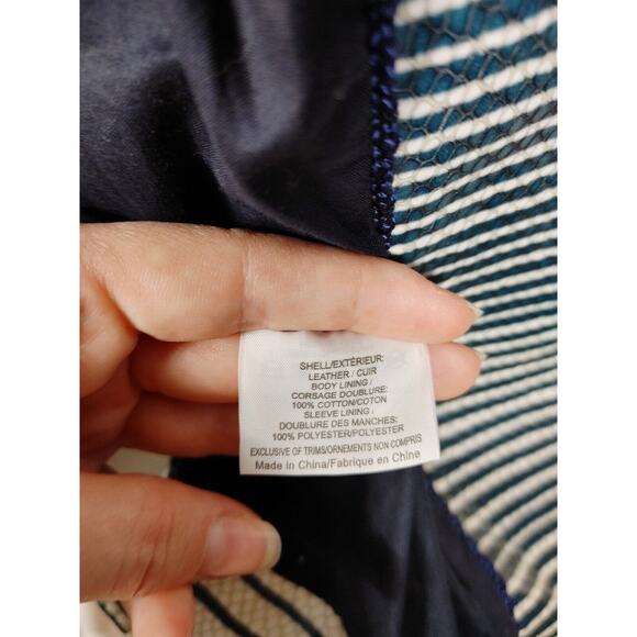 Tory Burch Piper Leather Snakeskin Effect Striped Jacket $1095 Size 2 - Picture 9 of 12